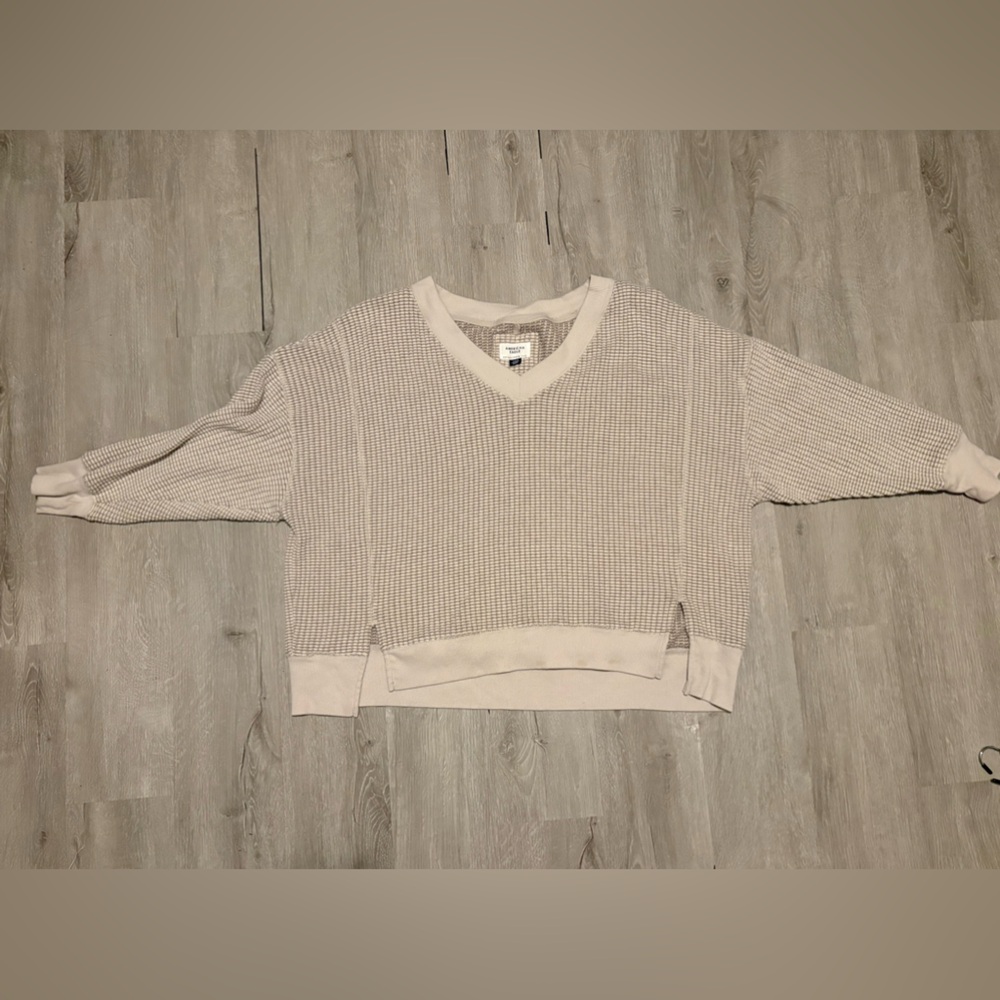 American Eagle Outfitters Beige V-Neck Sweater
